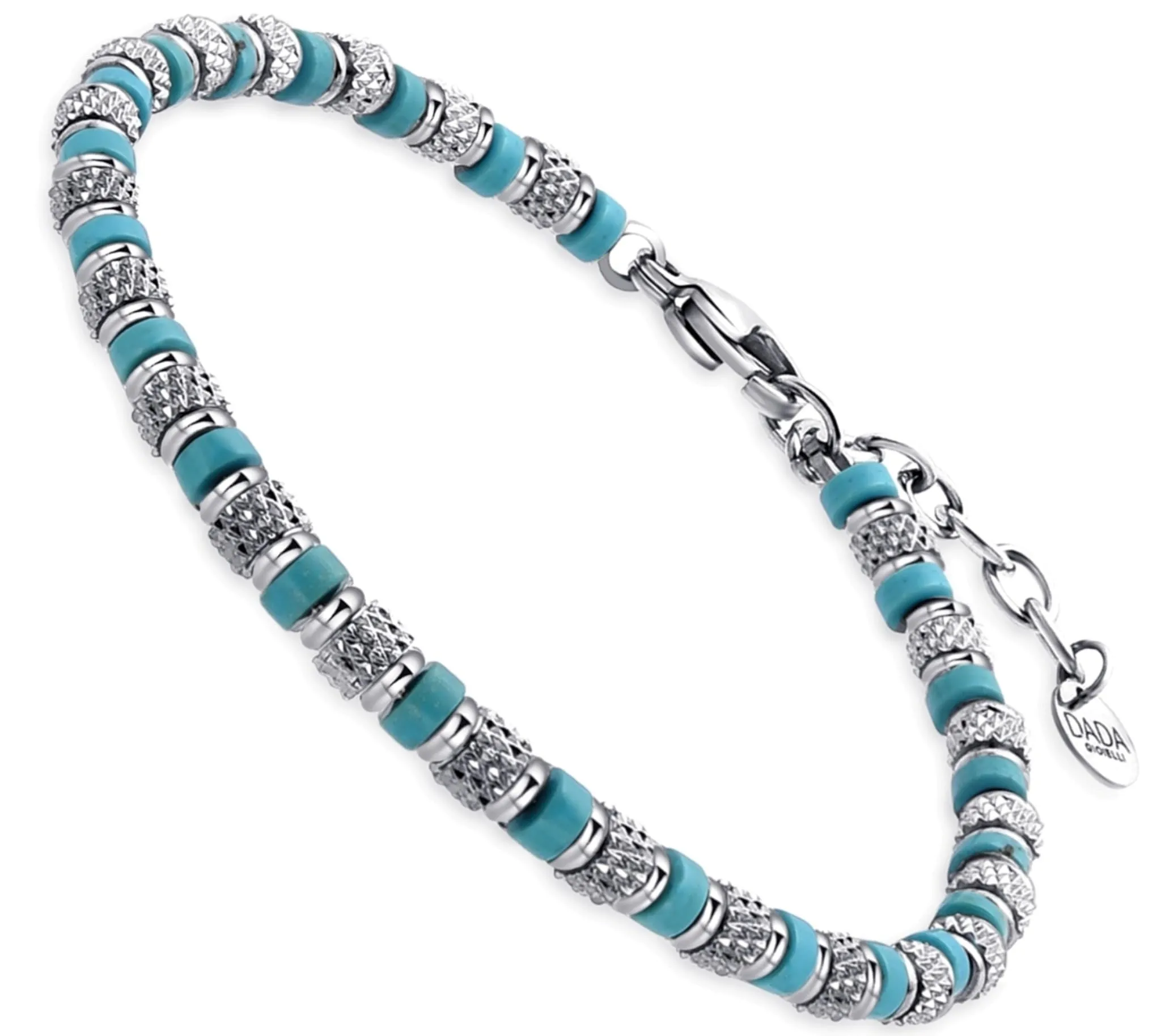 Dada Gioielli Bracciale con Pietre Naturali Turchese Aulite, Misura Regolabile 18,5+3 cm - immagine 1