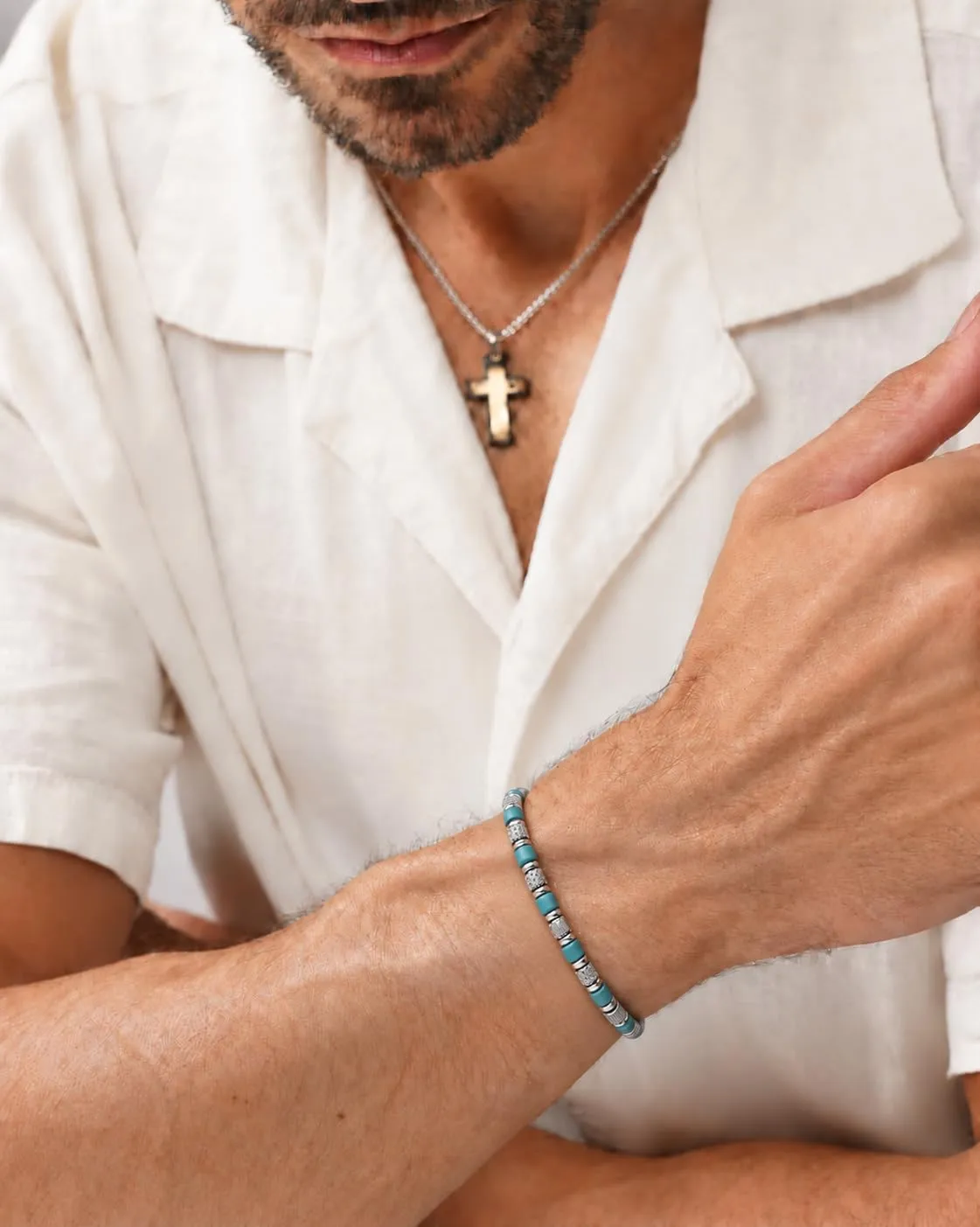 Dada Gioielli Bracciale con Pietre Naturali Turchese Aulite, Misura Regolabile 18,5+3 cm - immagine 5