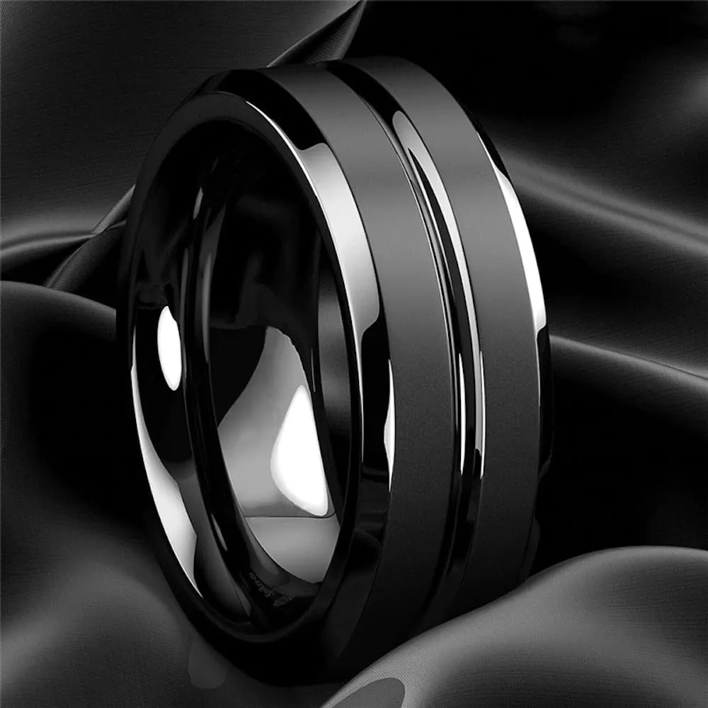 ZENSE Anello da uomo in acciaio nero opaco ZR0170, Misura 31 (71mm) - immagine 6