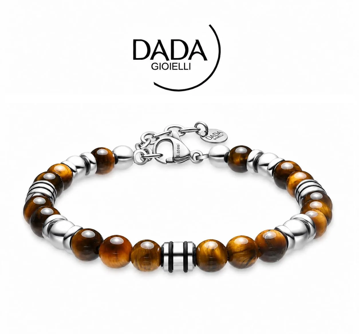 Dada Gioielli Bracciale Uomo in Pietra Naturale 6mm Occhio di Tigre - immagine 7
