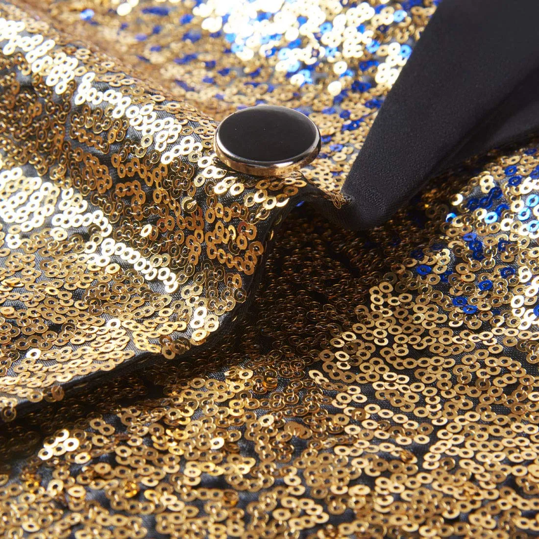 CARFFIV Men's Gradient Color Sequins Two Piece Suit Set (XS, Blue Gold) - immagine 2