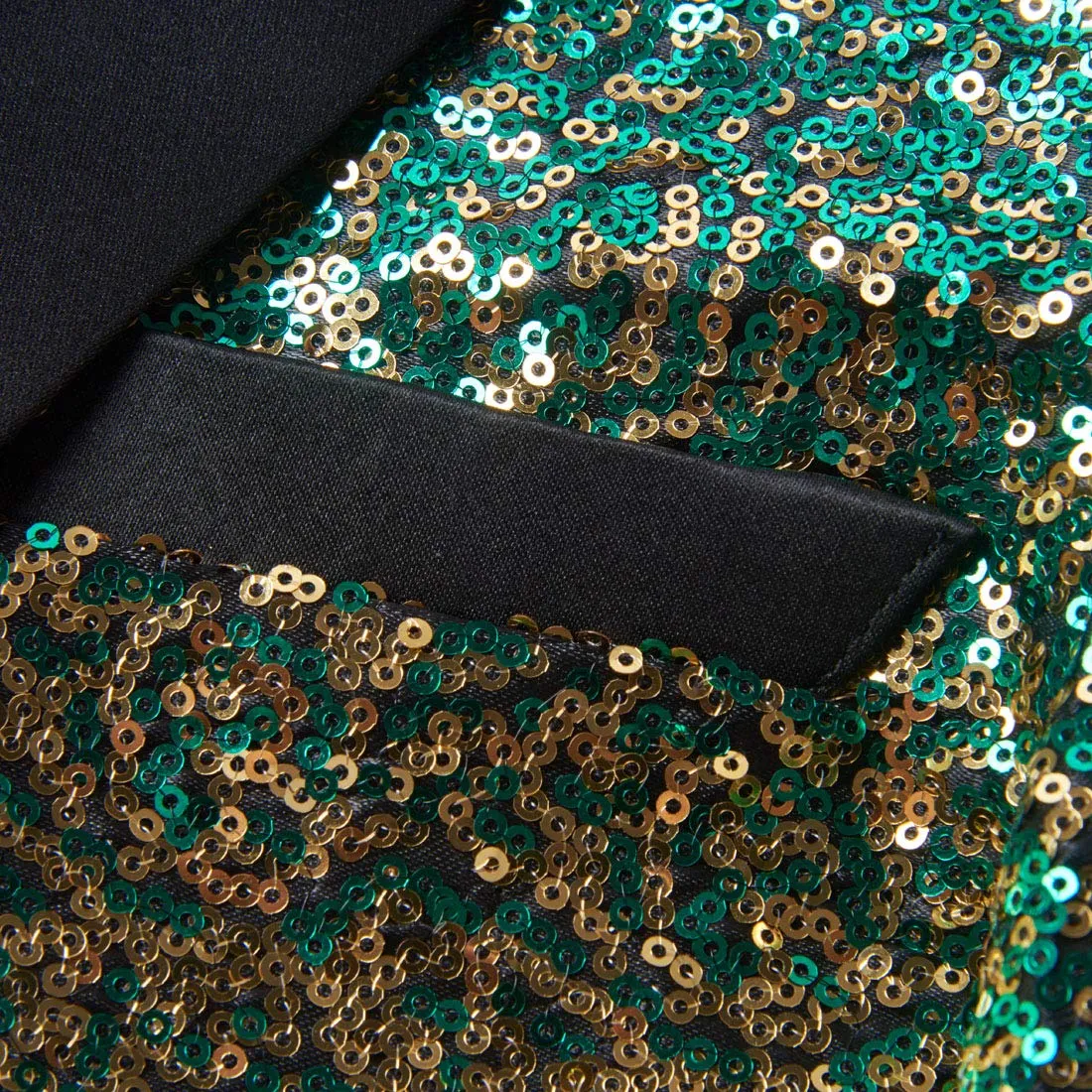 CARFFIV Men's Gradient Color Sequins Two Piece Suit Set, Green Gold, XS - immagine 3