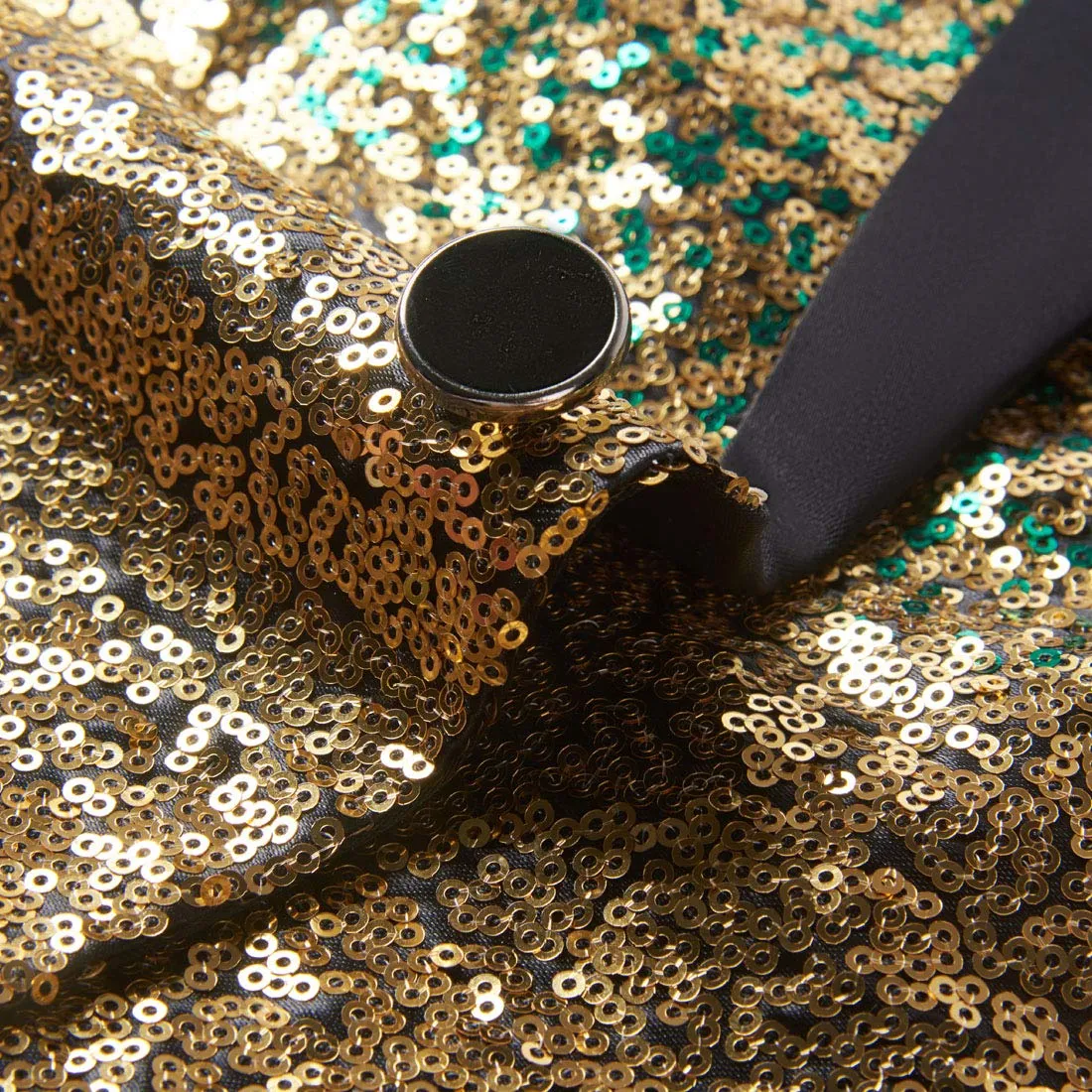 CARFFIV Men's Gradient Color Sequins Two Piece Suit Set, Green Gold, XS - immagine 5