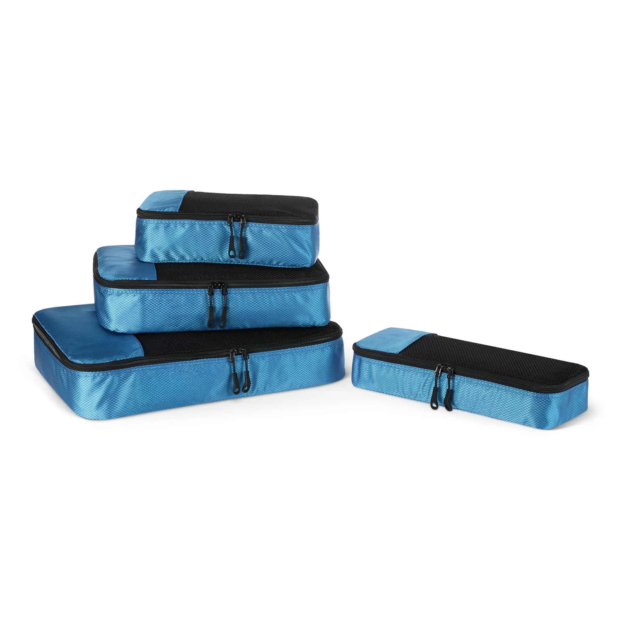 Amazon Essentials Set di 4 Packing Cube Organizer per Bagagli, S/M/L/Slim, Blu Cielo - immagine 1