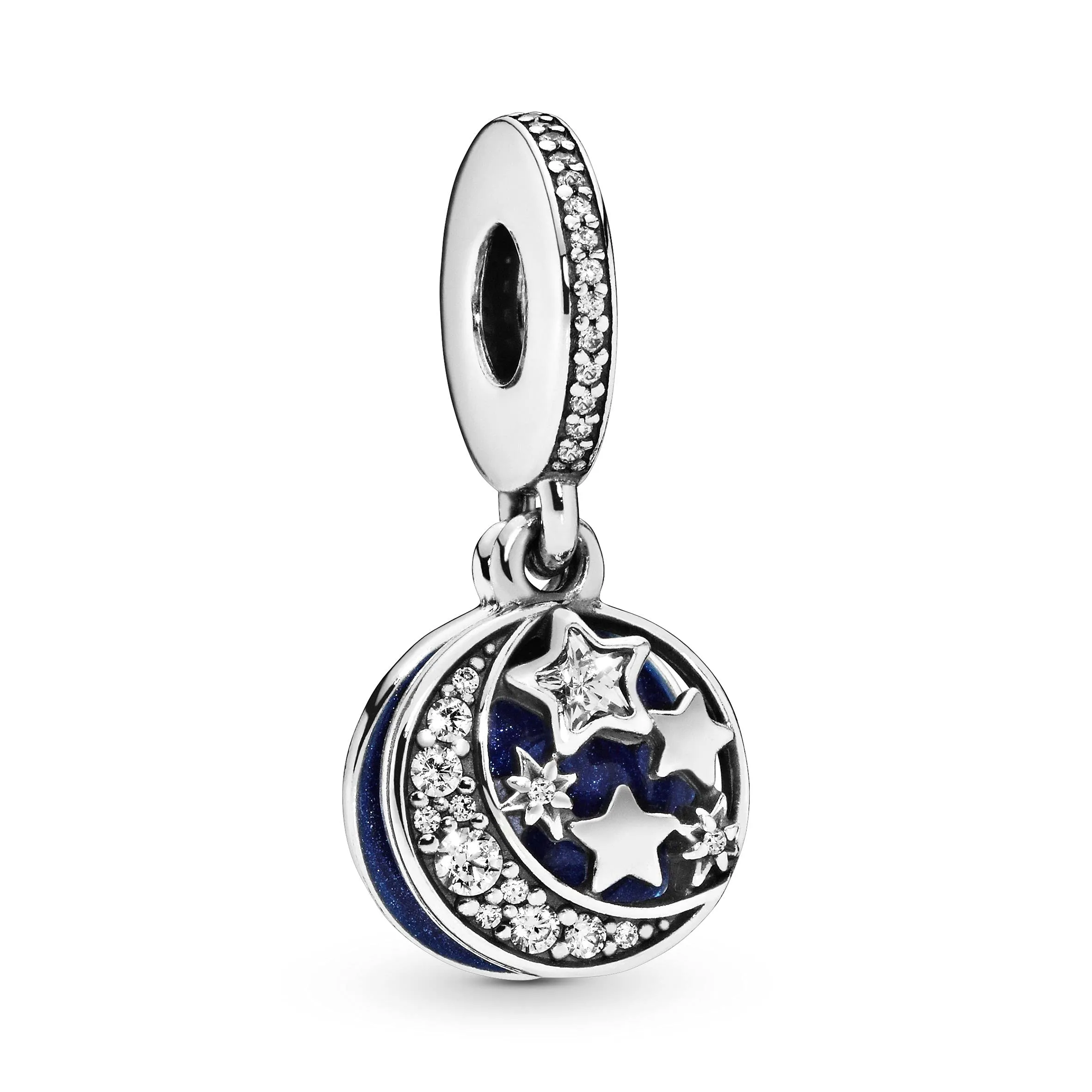 Pandora Passions Pendente in argento Luna e Stella con Zirconi Cubici e Smalto Blu 791993CZ - immagine 1