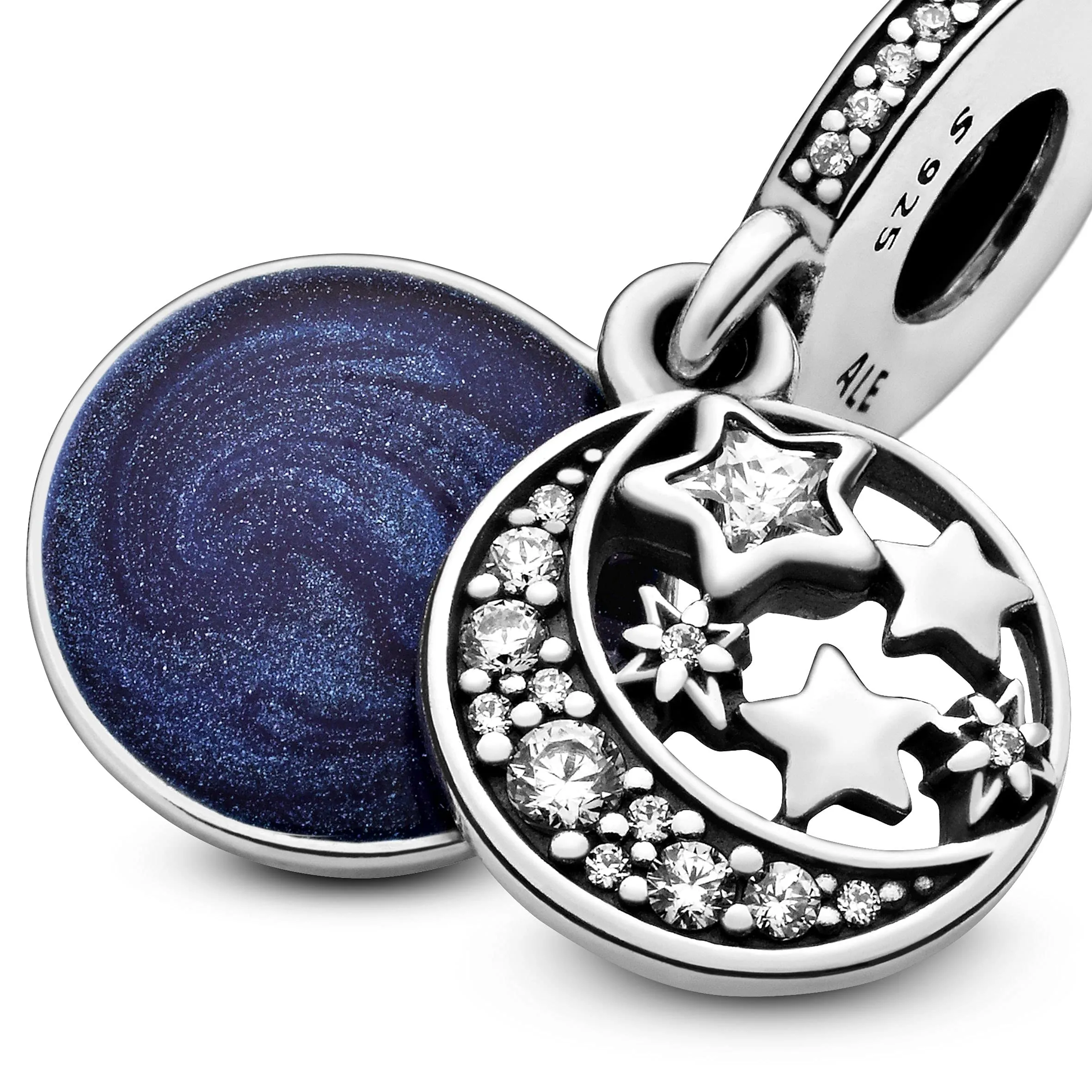 Pandora Passions Pendente in argento Luna e Stella con Zirconi Cubici e Smalto Blu 791993CZ - immagine 4