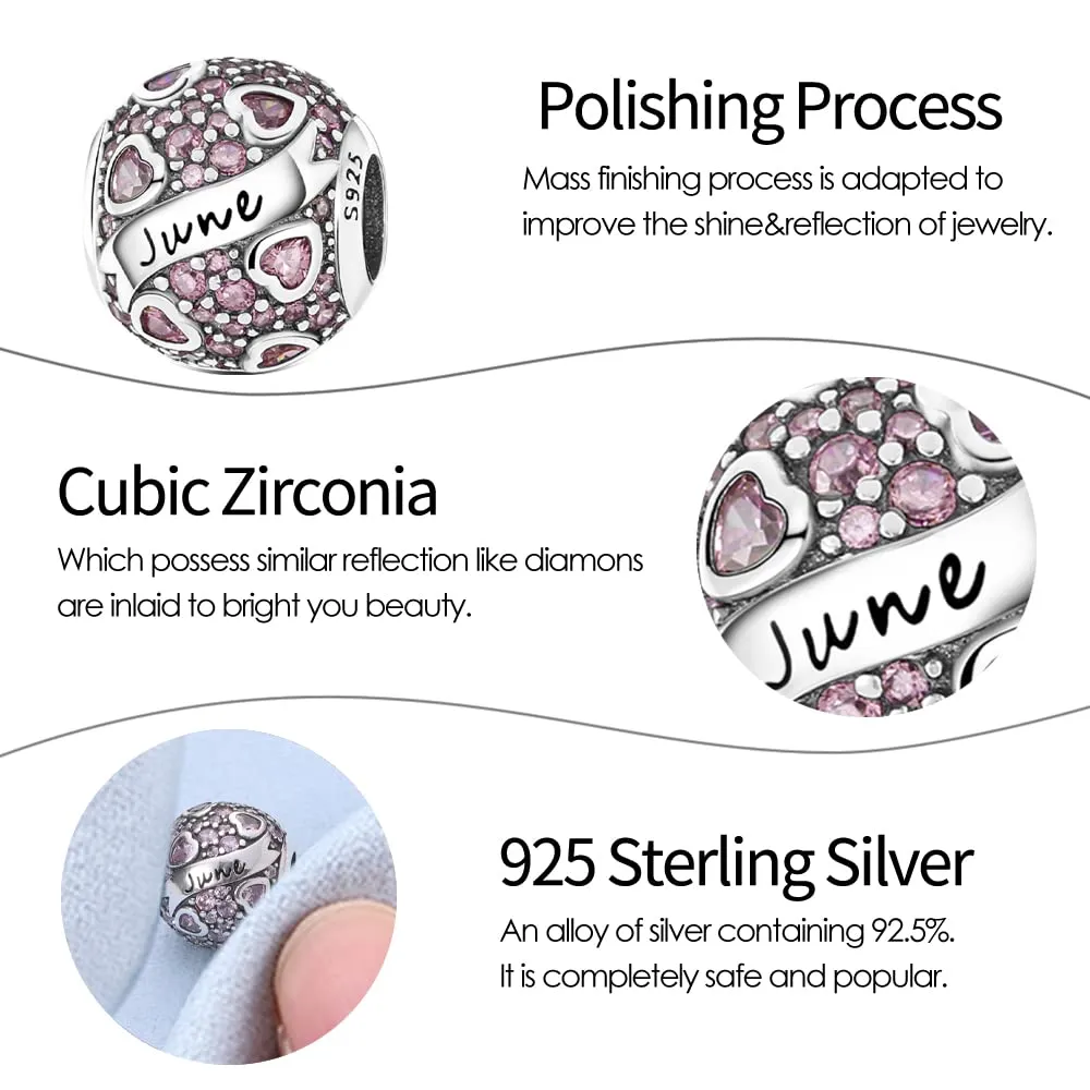 Pandach Bead Charm in Argento Sterling 925 con Cubic Zirconia, Compatibile con Braccialetti e Collane Europei - immagine 4