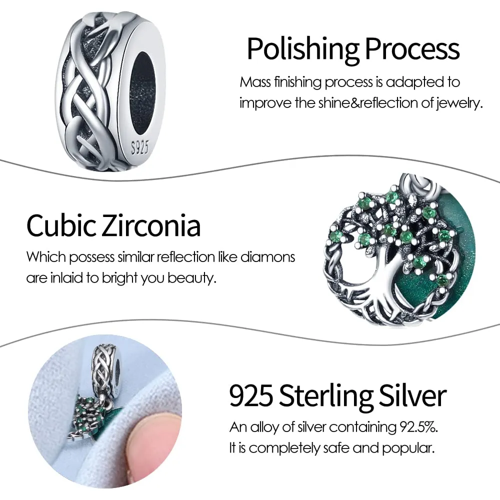 Pandach Bead Charm Ciondolo in Argento Sterling 925 con Cubic Zirconia per Braccialetti e Collane europei - immagine 4