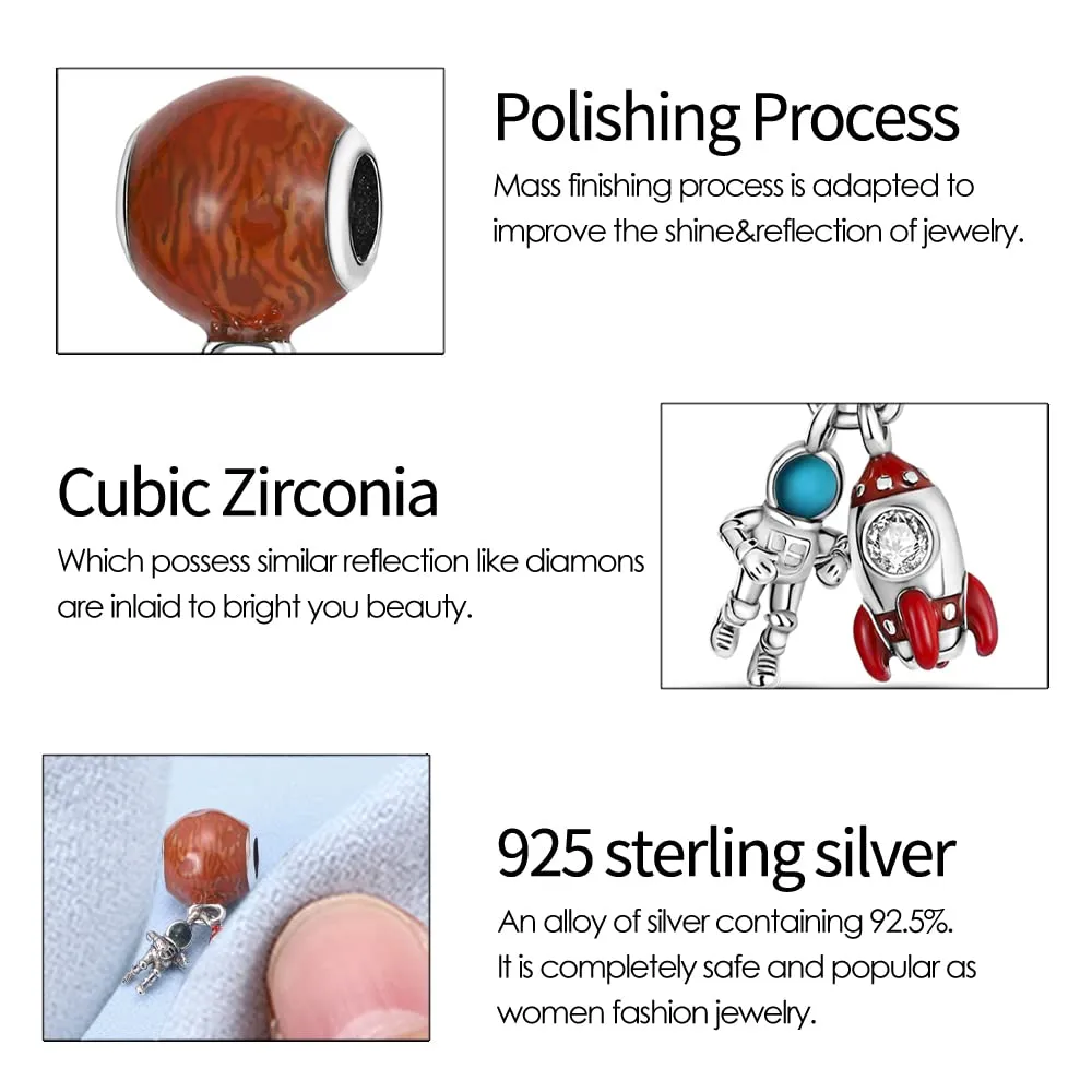 Pandach Bead Charm Ciondolo in Argento Sterling 925 con Cubic Zirconia per Braccialetti e Collane Europee - immagine 4