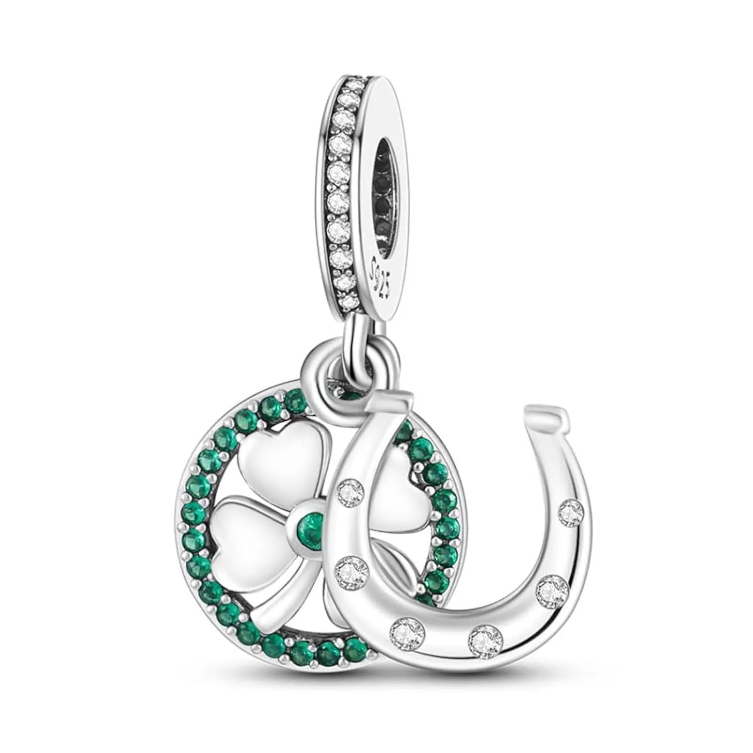 Pandach Bead Charm Ciondolo Argento Sterling 925 con Cubic Zirconia per Braccialetti e Collane Europei - immagine 1