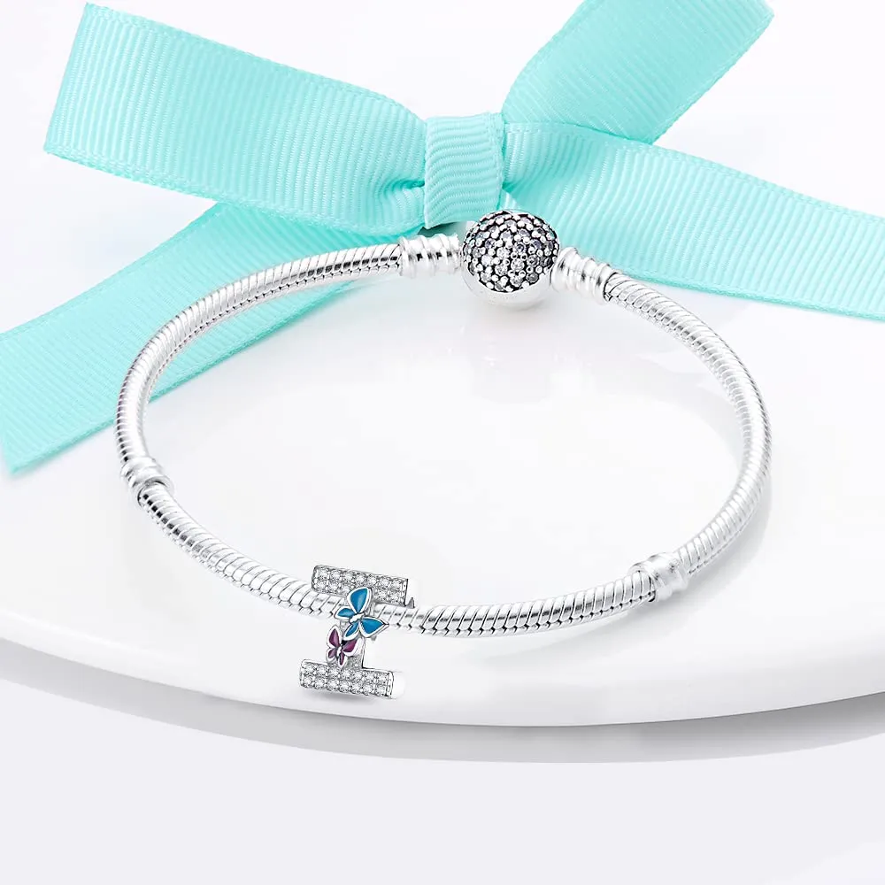 LNQOBU Ciondolo Lettera Alfabeto in Argento Sterling 925 con Zirconia 5A per Bracciali Pandora e Europei e Collane da Donna - immagine 4