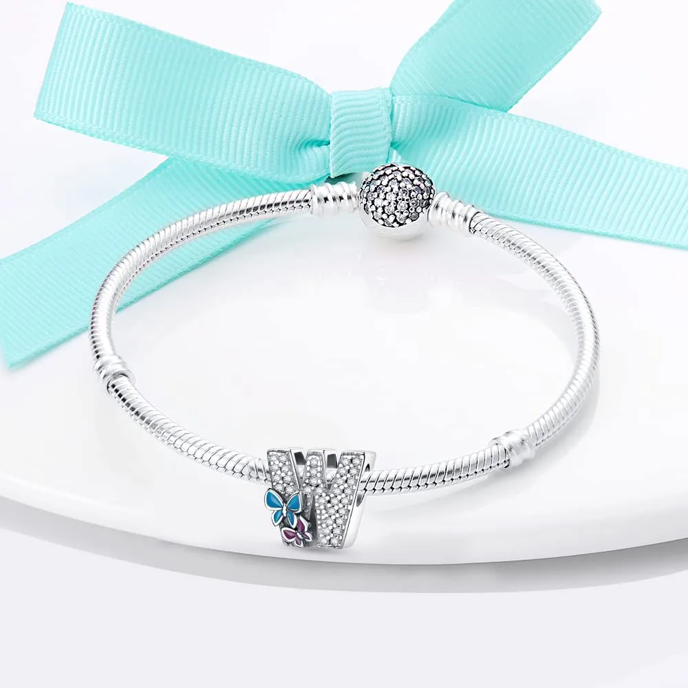 LNQOBU Ciondolo Lettera Alfabeto in Argento Sterling 925 con Zirconia 5A per Bracciali e Collane da Donna - immagine 3