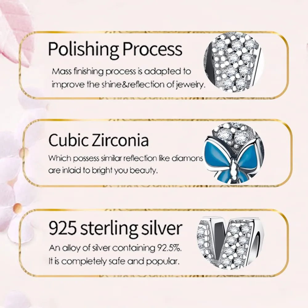 LNQOBU Ciondolo Lettera Alfabeto in Argento Sterling 925 con Zirconia 5A per Bracciali e Collane da Donna - immagine 5