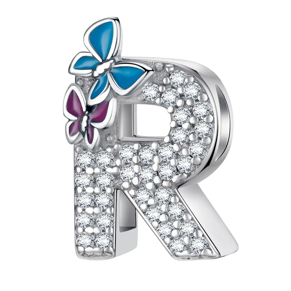 LNQOBU Ciondolo Lettera Alfabeto in Argento Sterling 925 con Zirconia 5A Compatibile con Pandora e Bracciali Europei da Donna - immagine 1