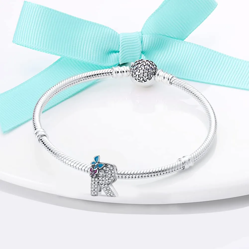 LNQOBU Ciondolo Lettera Alfabeto in Argento Sterling 925 con Zirconia 5A Compatibile con Pandora e Bracciali Europei da Donna - immagine 4