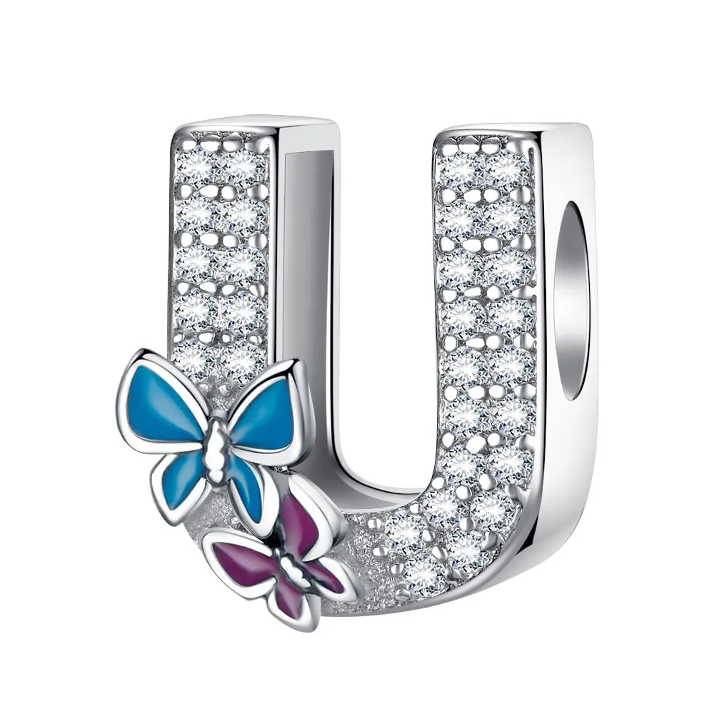 LNQOBU Ciondolo Lettera Alfabeto in Argento Sterling 925 con Zirconia 5A Compatibile con Pandora e Bracciali Europei da Donna - immagine 1