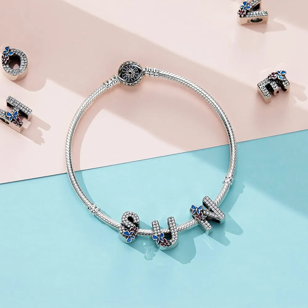 LNQOBU Ciondolo Lettera Alfabeto in Argento Sterling 925 con Zirconia 5A Compatibile con Pandora e Bracciali Europei da Donna - immagine 2