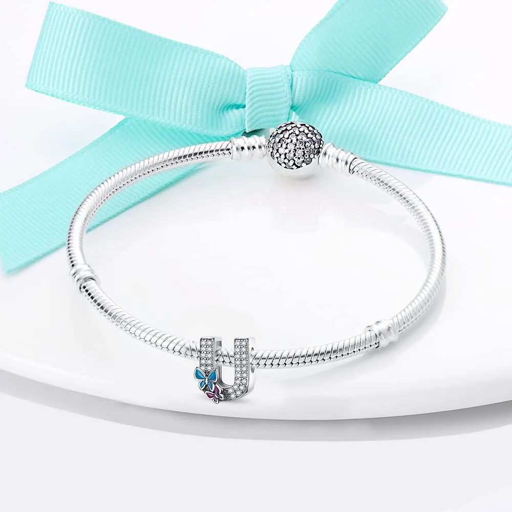 LNQOBU Ciondolo Lettera Alfabeto in Argento Sterling 925 con Zirconia 5A Compatibile con Pandora e Bracciali Europei da Donna - immagine 3