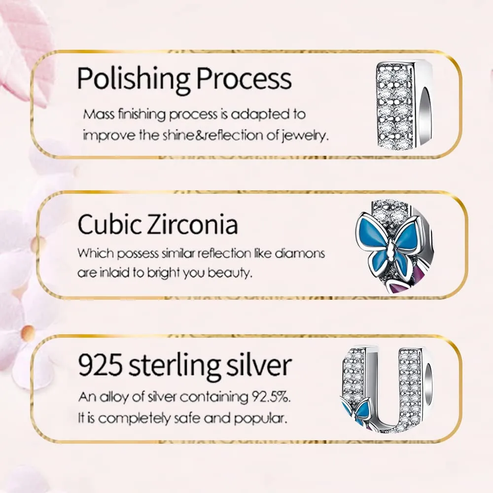 LNQOBU Ciondolo Lettera Alfabeto in Argento Sterling 925 con Zirconia 5A Compatibile con Pandora e Bracciali Europei da Donna - immagine 5