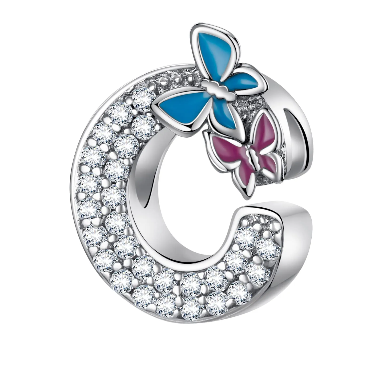 LNQOBU Ciondolo Lettera Alfabeto in Argento Sterling 925 con Zirconia 5A Compatibile con Pandora e Bracciali Europei per Donna - immagine 1