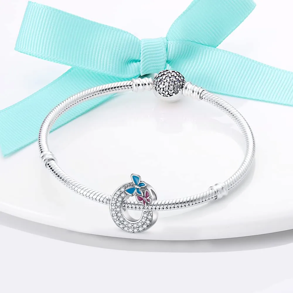 LNQOBU Ciondolo Lettera Alfabeto in Argento Sterling 925 con Zirconia 5A Compatibile con Pandora e Bracciali Europei per Donna - immagine 3