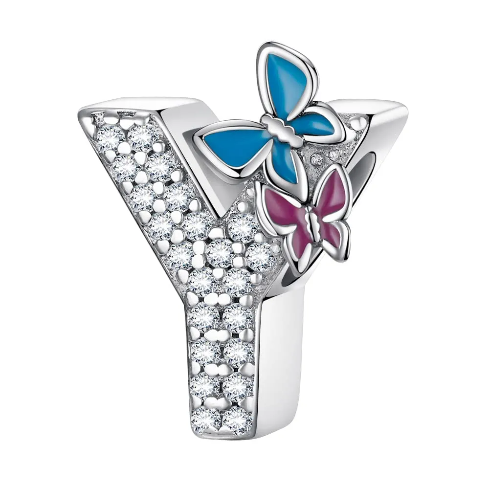LNQOBU Ciondolo Lettera Alfabeto in Argento Sterling 925 con Zirconia 5A Compatibile con Pandora e Bracciali Europei da Donna - immagine 1