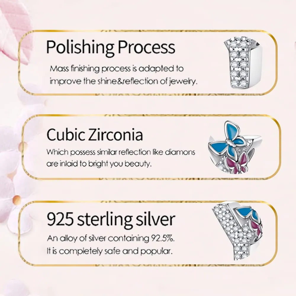 LNQOBU Ciondolo Lettera Alfabeto in Argento Sterling 925 con Zirconia 5A Compatibile con Pandora e Bracciali Europei da Donna - immagine 6
