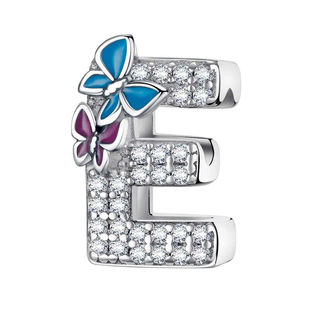 LNQOBU Ciondolo Lettera Alfabeto in Argento Sterling 925 con Zirconia 5A per Bracciali e Collane da Donna - immagine 1