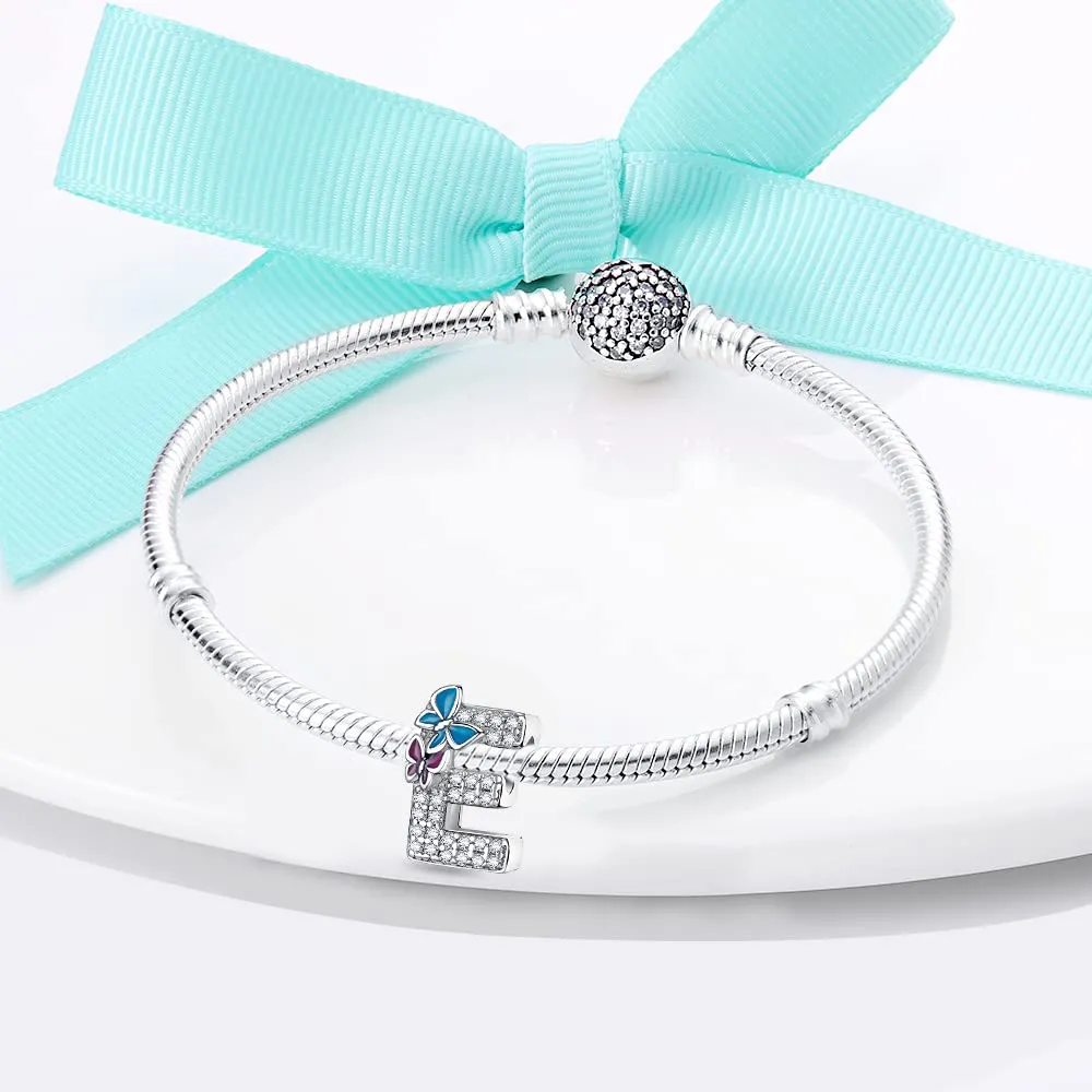 LNQOBU Ciondolo Lettera Alfabeto in Argento Sterling 925 con Zirconia 5A per Bracciali e Collane da Donna - immagine 4