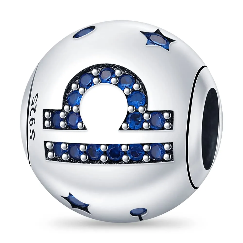 Pandach Bead Charm in Argento Sterling 925 con Cubic Zirconia Blue, compatibile con Pandora Braccialetti e Collane europei - immagine 1