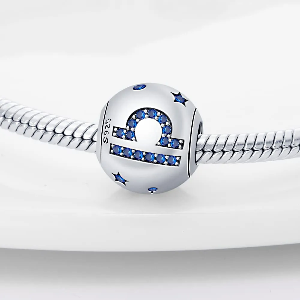 Pandach Bead Charm in Argento Sterling 925 con Cubic Zirconia Blue, compatibile con Pandora Braccialetti e Collane europei - immagine 2