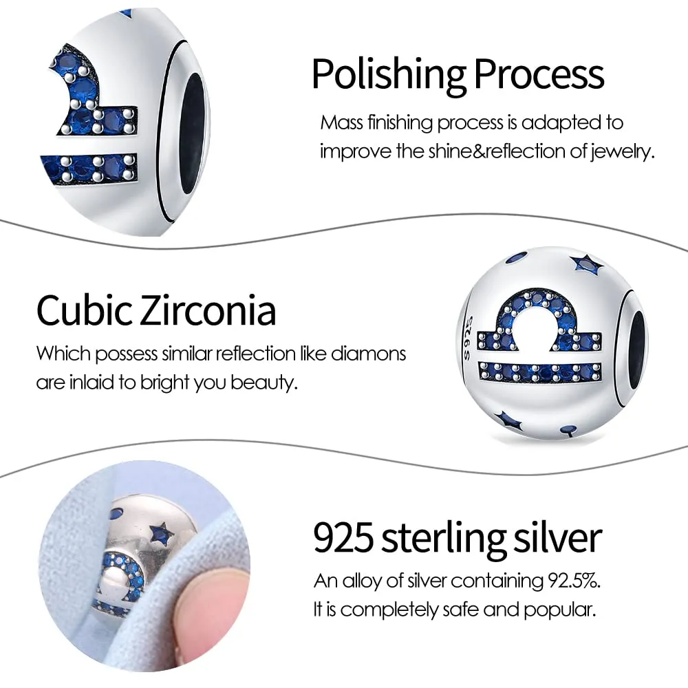 Pandach Bead Charm in Argento Sterling 925 con Cubic Zirconia Blue, compatibile con Pandora Braccialetti e Collane europei - immagine 5
