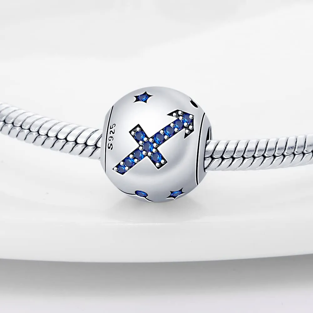 Pandach Bead Charm in Argento Sterling 925 con Cubic Zirconia Blue, compatibile con braccialetti e collane europei - immagine 2