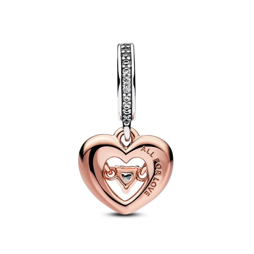 Pandora Moments Pendente Cuore Aperto in Argento Sterling e Oro Rosa 14k con Zirconi Cubici e Smalto Rosso - immagine 3