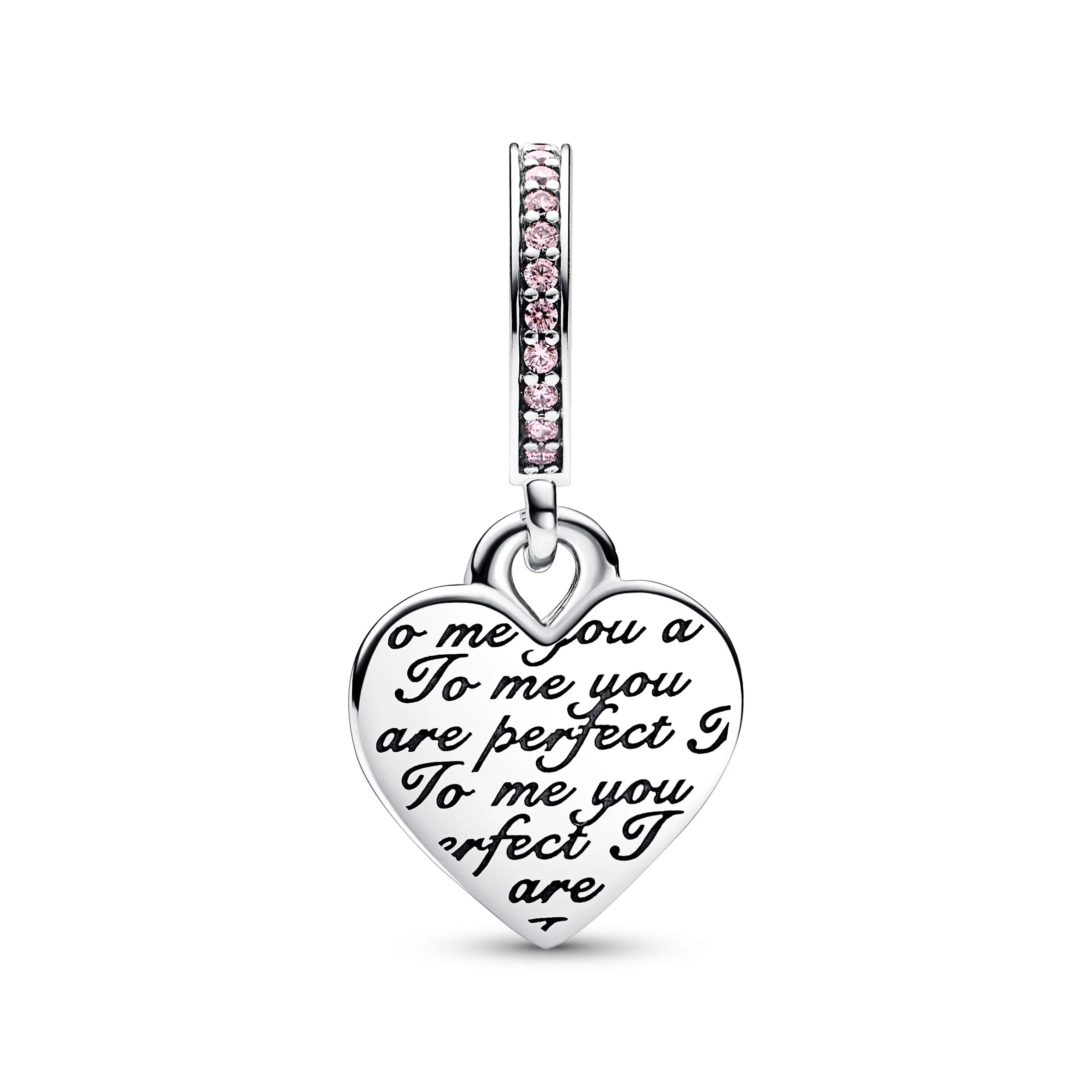 Pandora Moments Pendente Doppio Cuore in Argento Sterling e Oro Rosa 14k con Zirconi Rosa - immagine 2