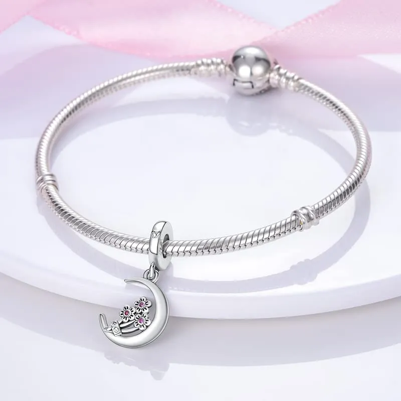 Pandach Bead Charm Ciondolo Argento Sterling 925 con Cubic Zirconia per Braccialetti e Collane Europei - immagine 2