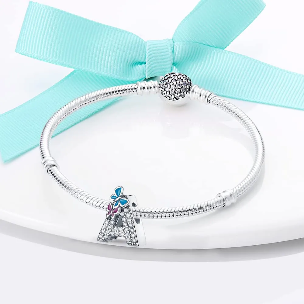 LNQOBU Ciondolo Lettera Alfabeto in Argento Sterling 925 con Zirconia 5A, Compatibile con Pandora e Bracciali Europei da Donna - immagine 4