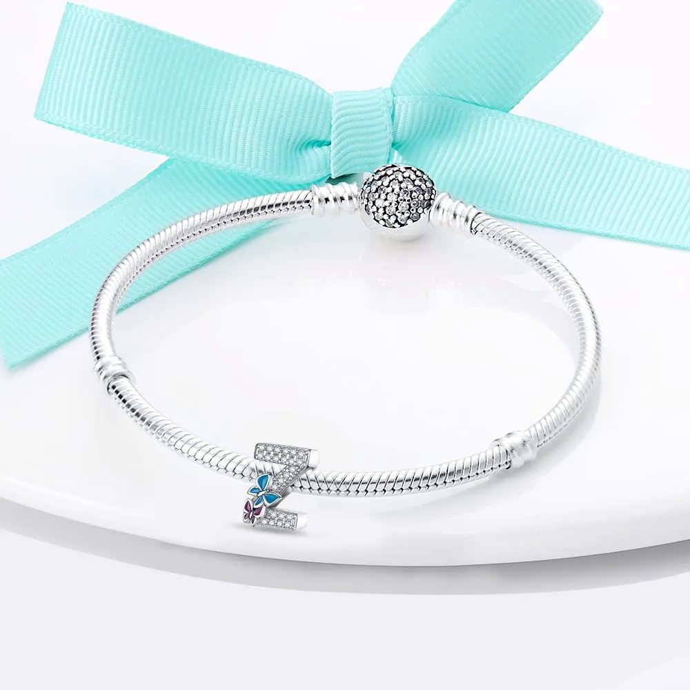 LNQOBU Ciondolo Lettera Alfabeto in Argento Sterling 925 con Zirconia 5A per Bracciale e Collana da Donna - immagine 3