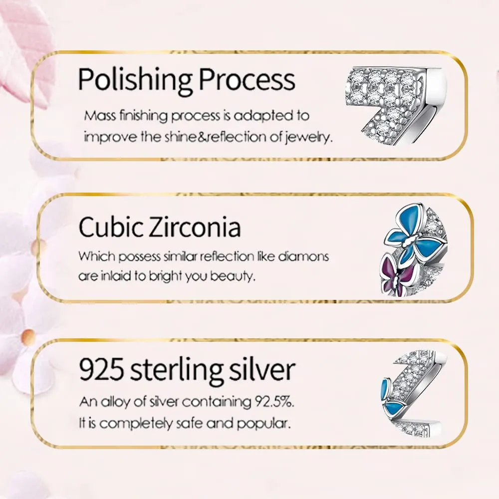 LNQOBU Ciondolo Lettera Alfabeto in Argento Sterling 925 con Zirconia 5A per Bracciale e Collana da Donna - immagine 5