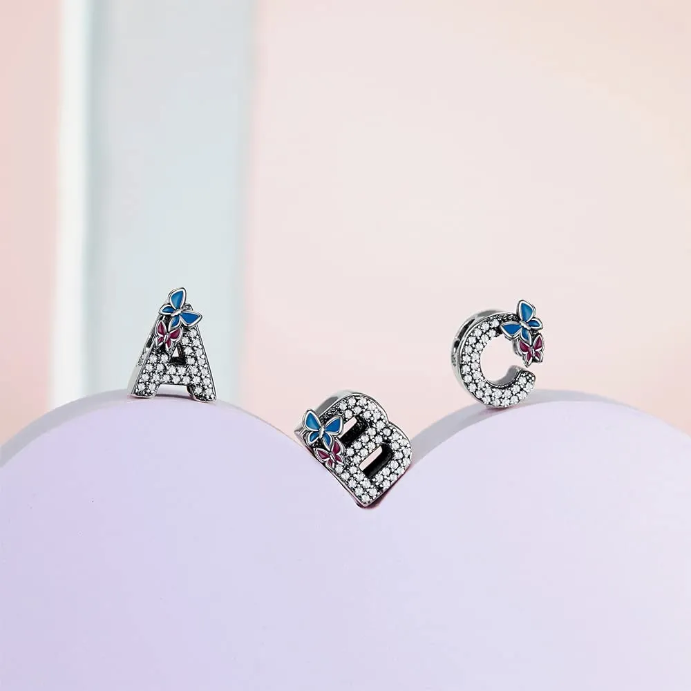 LNQOBU Ciondolo Lettera Alfabeto in Argento Sterling 925 con Zirconia 5A per Bracciali Pandora e Europei e Collane da Donna - immagine 2