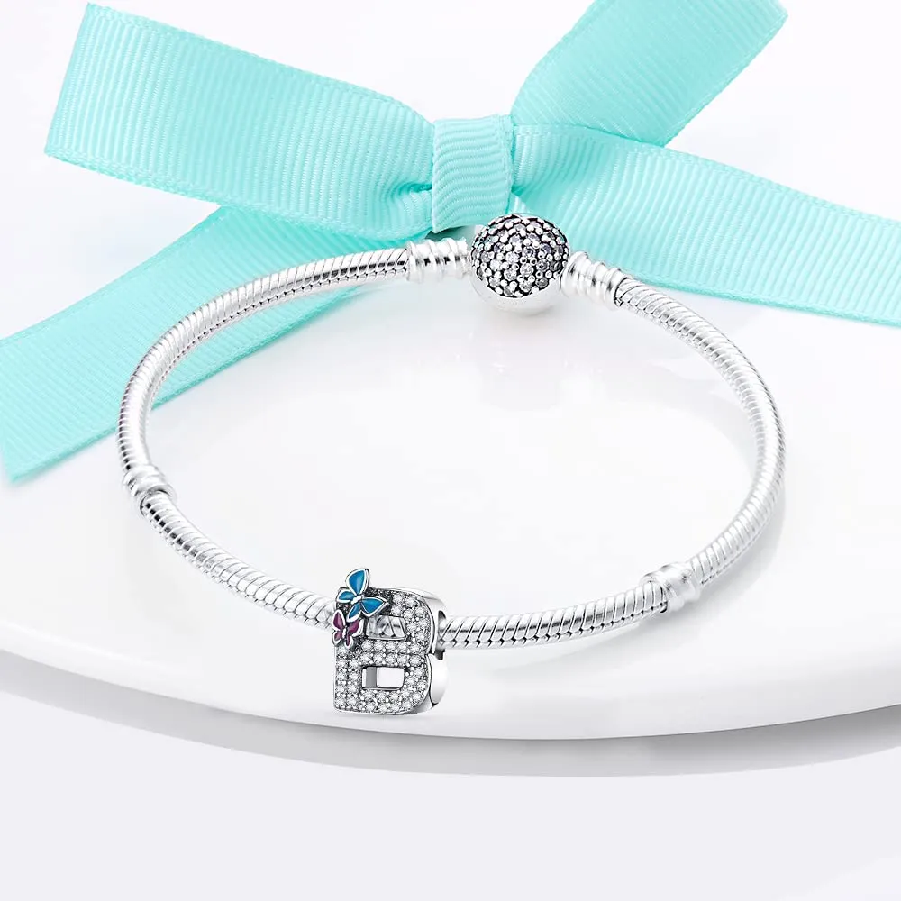 LNQOBU Ciondolo Lettera Alfabeto in Argento Sterling 925 con Zirconia 5A per Bracciali Pandora e Europei e Collane da Donna - immagine 3
