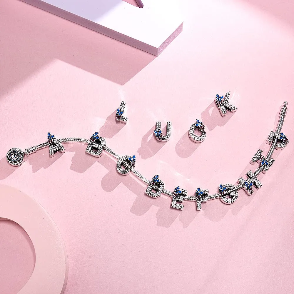 LNQOBU Ciondolo Lettera Alfabeto in Argento Sterling 925 con Zirconia 5A Compatibile con Pandora e Bracciali Europei per Donna - immagine 4