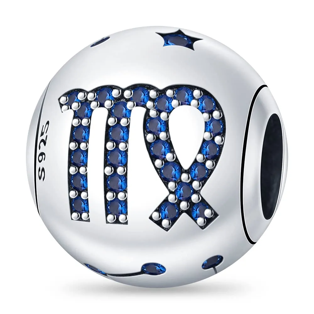 Pandach Bead Charm Ciondolo Argento Sterling 925 con Cubic Zirconia Blue per Braccialetti e Collane Europee - immagine 1
