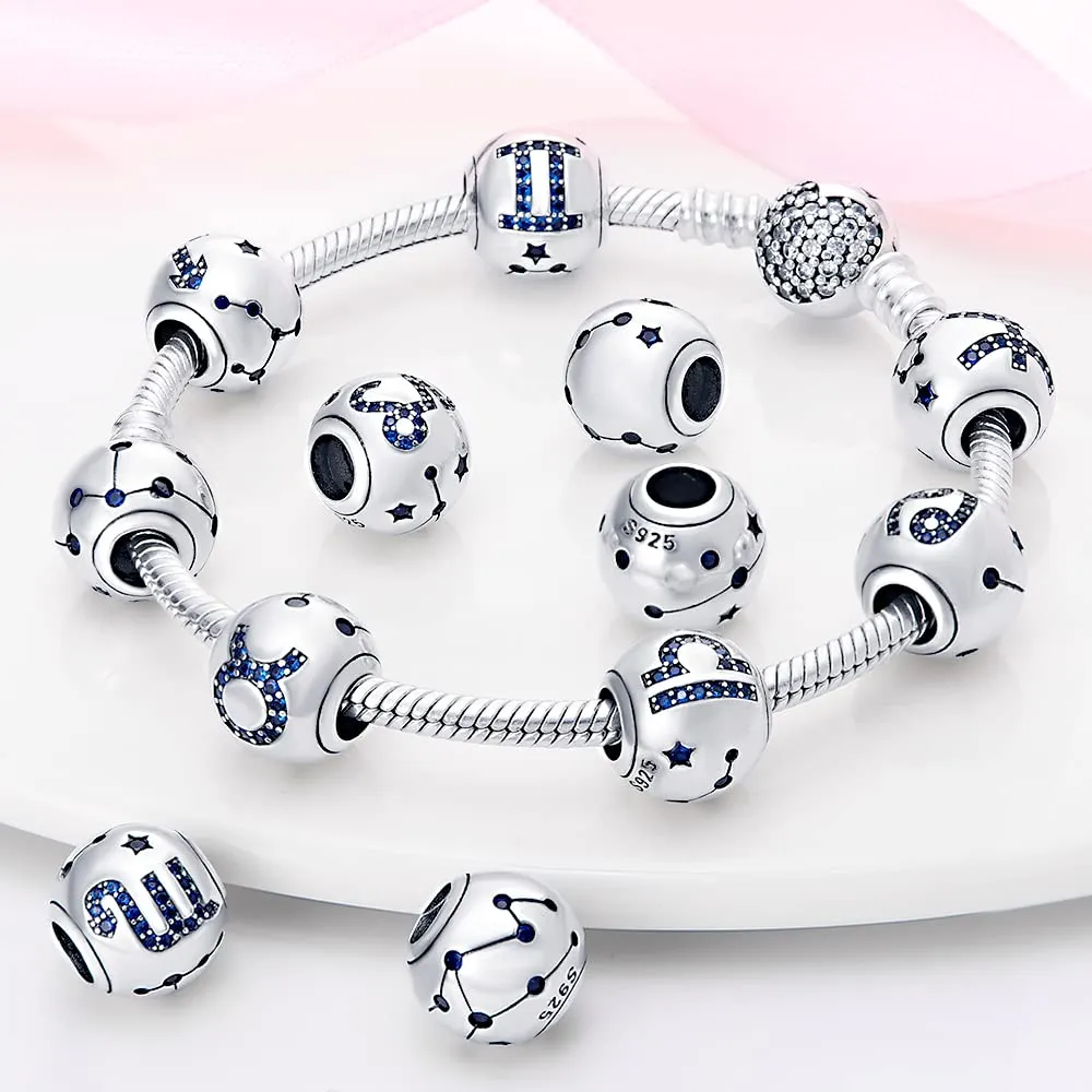 Pandach Bead Charm Ciondolo Argento Sterling 925 con Cubic Zirconia Blue per Braccialetti e Collane Europee - immagine 4