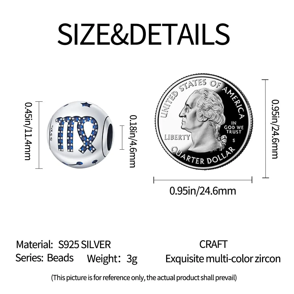 Pandach Bead Charm Ciondolo Argento Sterling 925 con Cubic Zirconia Blue per Braccialetti e Collane Europee - immagine 6