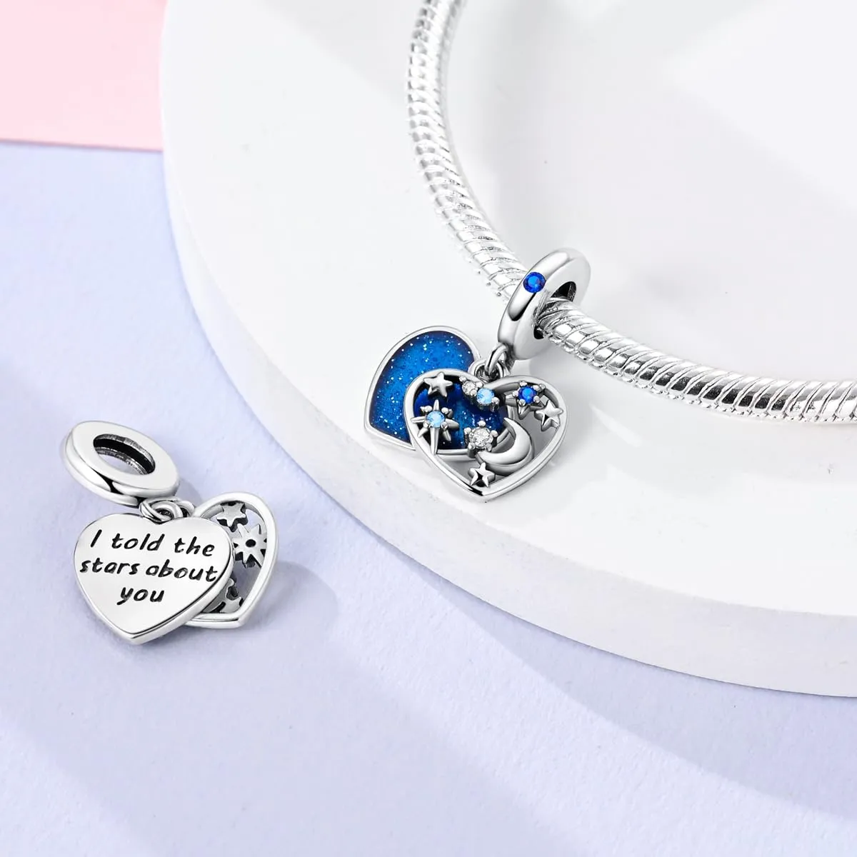 Pandach Bead Charm Ciondolo Argento Sterling 925 con Cubic Zirconia per Braccialetti e Collane Europei - immagine 2