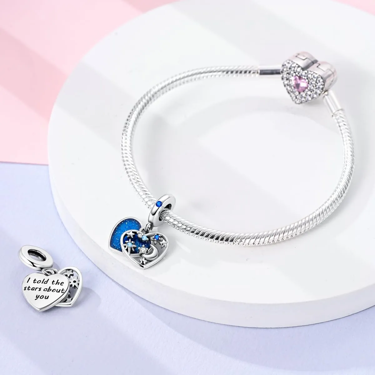 Pandach Bead Charm Ciondolo Argento Sterling 925 con Cubic Zirconia per Braccialetti e Collane Europei - immagine 3