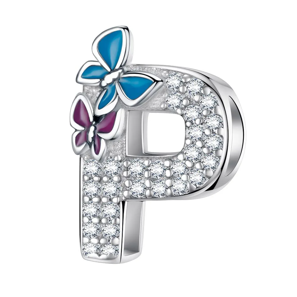 LNQOBU Ciondolo Lettera Alfabeto in Argento Sterling 925 con Zirconia 5A Compatibile con Pandora e Bracciali Europei da Donna - immagine 1