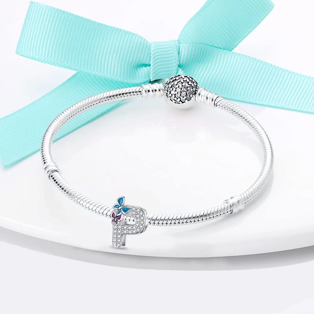 LNQOBU Ciondolo Lettera Alfabeto in Argento Sterling 925 con Zirconia 5A Compatibile con Pandora e Bracciali Europei da Donna - immagine 4