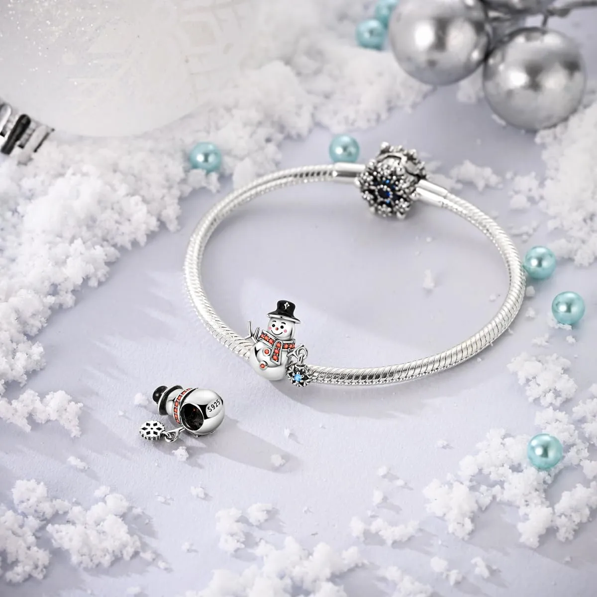 Pandach Bead Charm in Argento Sterling 925 con Cubic Zirconia per Braccialetti e Collane Europei - immagine 3